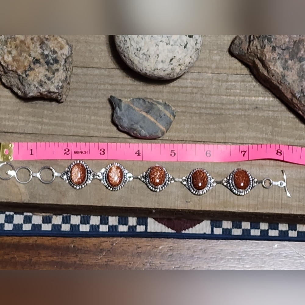 Stunning Goldstone Sterling Silver Bracelet - Picture 5 of 5